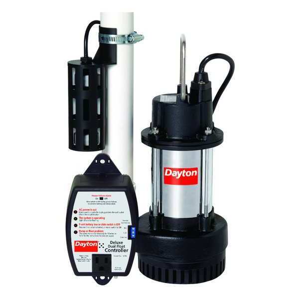 Dayton 1/3 HP 1-1/2" F Submersible Sump Pump 120V AC Dual Float 1APP1