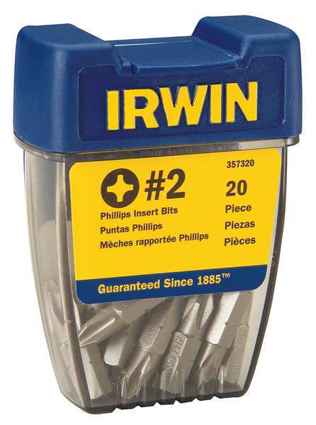 Irwin Torsion Bit, SAE, 1/4", Hex, #2, 1", PK20 357320