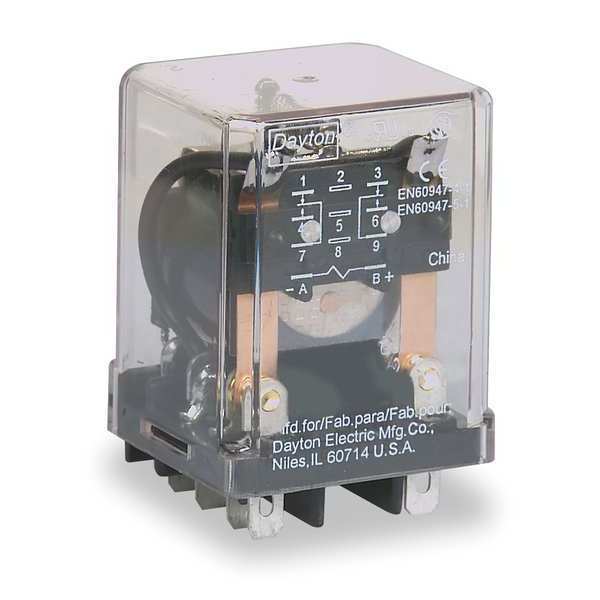 Dayton General Purpose Relay, 110V DC Coil Volts, Square, 8 Pin, DPDT 5YR09