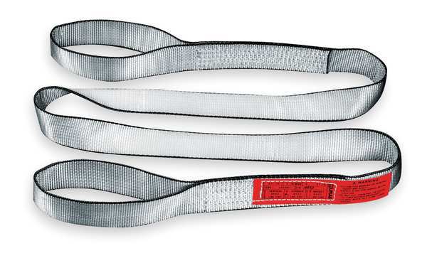 Lift-All Web Sling, Flat Eye and Eye, 8 ft L, 2 in W, Tuff-Edge Polyester, Silver EE1802TFX8