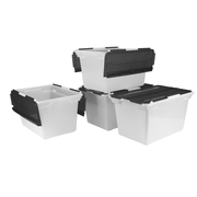 Storex Storage Tote with Snap Lid, White, Plastic, 48 qt Volume Capacity, 4 PK 00903U04C