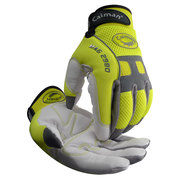 Caiman Hi-Vis Mechanics Gloves, XL, Yellow/White, Mesh/Neoprene 2980-6