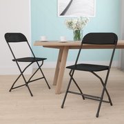 Flash Furniture Hercules Series Plastic Folding Chair Black - 2 Pack 650LB Weight Capacity Comfortable Event Chair-Lightweight Folding Chair 2-LE-L-3-BK-GG