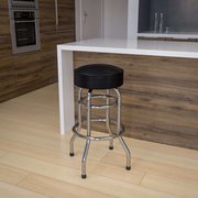 Flash Furniture Double Ring Chrome Barstool with Black Seat 2-XU-D-100-GG