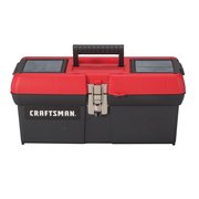 Craftsman Tool Box, Plastic, Black/Red, 16 in W x 8-1/4 in D x 7 in H CMST16901