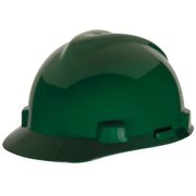 Msa Safety Front Brim Hard Hat, Type 2, Class E, Ratchet (4-Point), Green C217096