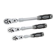 Steelman 1/2", 3/8", 1/4" Drive 72 Geared Teeth Extendable Flexhead Ratchet Set, 3 Pieces 96753