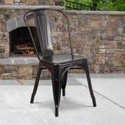 Flash Furniture Black-Antique Gold Metal Indoor-Outdoor Stackable Chair 4-CH-31230-BQ-GG