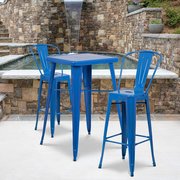 Flash Furniture 4 Pack 30" High Blue Metal Indoor-Outdoor Barstool 4-CH-31320-30GB-BL-GG