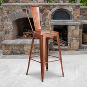 Flash Furniture Copper Metal Indoor-Outdoor Barstool with Back, 30" High 4-ET-3534-30-POC-GG
