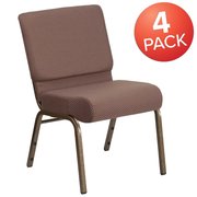 Flash Furniture Brown Dot Fabric Church Chair 4-FD-CH0221-4-GV-BNDOT-GG