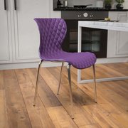 Flash Furniture Lowell Contemporary Design Purple Plastic Stack Chair, PK4 4-LF-7-07C-PUR-GG