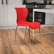 Flash Furniture Lowell Contemporary Design Red Plastic Stack Chair, PK4 4-LF-7-07C-RED-GG