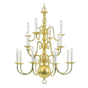 Livex Lighting Williamsburgh 16 Light Polished Brass Chandelier 5016-02