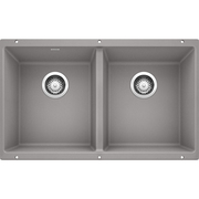 Blanco Precis Silgranit 50/50 Double Bowl Undermount Kitchen Sink - Metallic Gray 516319