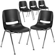Flash Furniture Black Stack Chair-Chrome Frame 5-RUT-16-BK-CHR-GG