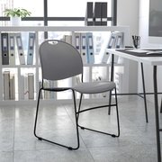 Flash Furniture Gray Stack Chair-Black Frame 5-RUT-188-GY-GG