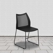 Flash Furniture Black Plastic Sled Stack Chair 5-RUT-498A-BLACK-GG