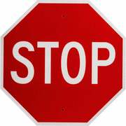 Brady Stop Sign, 24" W, 24" H, English, Aluminum, Red, Sign Mounting Style: Post Mounting 95044