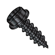 ZORO SELECT Sheet Metal Screw, #8-18 x 1/2 in, Black Zinc Plated Stainless Steel Hex Head Slotted Drive 0808ABSWBZ