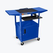 Luxor Adjust-Height Steel AV Cart, Pullout Keyboard Tray, Cabinet, Drop Leaf AVJ42KBCDL-RB