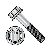 ZORO SELECT Not Graded, 3/8"-16 Flange Bolt, 18-8 Stainless Steel, 3/4 in L, 500 PK 3712BF188