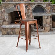 Flash Furniture Metal Bar Stool, 30", Copper ET-3534-30-POC-WD-GG