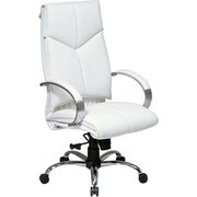 Office Star Leather Executive Chair, 18" to 21", Fixed Arms, White 7270