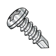 ZORO SELECT Self-Drilling Screw, #10-16 x 1-1/2 in, Plain 18-8 Stainless Steel Pan Head Phillips Drive, 3000 PK 1024KPP188
