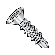 ZORO SELECT Self-Drilling Screw, 1/4"-14 x 1-1/4 in, Plain 18-8 Stainless Steel Flat Head Square Drive, 500 PK 1420KQF188