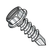 ZORO SELECT Self-Drilling Screw, #6-20 x 3/8 in, Plain Stainless Steel Hex Head Slotted Drive, 5000 PK 0606KSW410