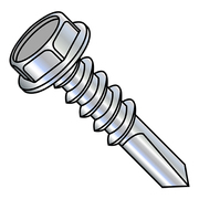 ZORO SELECT Self-Drilling Screw, 1/4"-14 x 2 in, Zinc Plated Steel Hex Head Hex Drive, 900 PK 1432KW5
