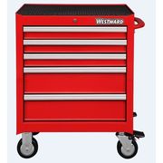 Westward WESTWARD Rolling Tool Cabinet, 5-Drawers, Powder Coated Red, 27" W x 18" D x 33" H 32H894