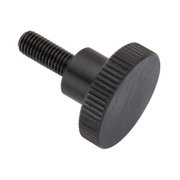 ZORO SELECT Thumb Screw, 1/4"-28 Thread Size, Round, Black Oxide Steel, 1/4 in Head Ht, 1 in Lg Z1075