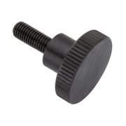 ZORO SELECT Thumb Screw, 1/4"-28 Thread Size, Round, Black Oxide Steel, 1/4 in Head Ht, 15/16 in Lg Z1066