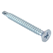 ZORO SELECT Self-Drilling Screw, #8 x 1-1/2 in, Zinc Plated Steel Flat Head Phillips Drive, 100 PK U31830.016.0150