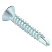 Zoro Select Self-Drilling Screw, #8 x 1 in, Zinc Plated Steel Flat Head Phillips Drive, 100 PK U31830.016.0100