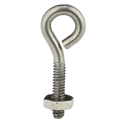 ZORO SELECT Routing Eye Bolt Without Shoulder, #6-32, 3/4 in Shank, 1/4 in ID, Stainless Steel, Plain, 10 PK 07255 7