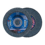 Pferd 5" x 7/8" A.H. POLIFAN® Flap Disc - Z SGP CURVE STEELOX, Zirconia, 40 Grit, Large Radius 67343