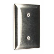 Hubbell Blank Strap Mount Wall Plates and Box Cover, Number of Gangs: 1 Stainless Steel, Smooth Finish SS14
