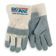 Mcr Safety Leather Palm Gloves, XL, Gray, PR 1702XL