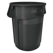 Rubbermaid Commercial 44 gal Round Trash Can, Black, 24 in Dia, Open Top, Plastic FG264360BLA