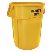 Rubbermaid Commercial 55 gal Round Trash Can, Yellow, 26 1/2 in Dia, Open Top, Plastic FG265500YEL