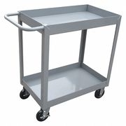Zoro Select Utility Cart with Deep Lipped Metal Shelves, Steel, Flat, 2 Shelves, 1,200 lb 2GMH5