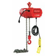 Dayton Electric Chain Hoist, 2,000 lb, 20 ft, Hook Mounted - No Trolley, 115V, Red 2GXH5