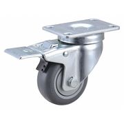 Zoro Select Swivel Plate Caster w/Total-Lock, TPR, 3 in, 210 lb 2G035