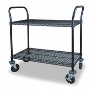 Zoro Select Wire Cart, 2 Shelf, 36x18x39, Black, Caster Dia.: 5" 2HDN6