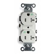 Hubbell 20A Duplex Receptacle 125VAC 5-20R WH BR20WHIWRTR