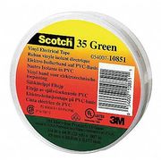 3M Electrical Tape, 7 mil, 1/2"x20 ft, Green, PK100 10265