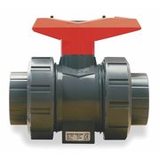 Gf Piping Systems 2" Socket PVC Ball Valve Inline True Union 161546347